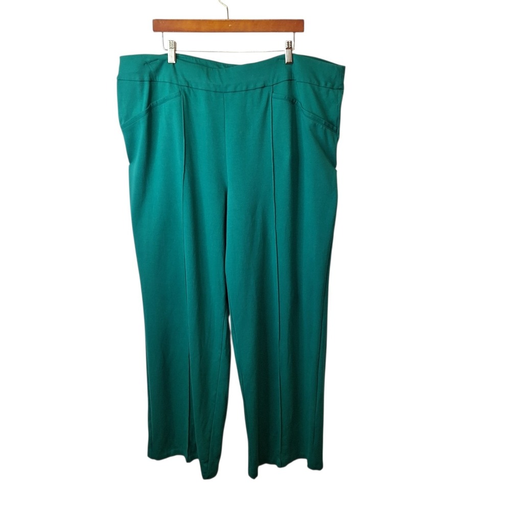 Est 1946 Cato Womens 26/28W Pull On Ponte Knit Pants Stitched Crease Green